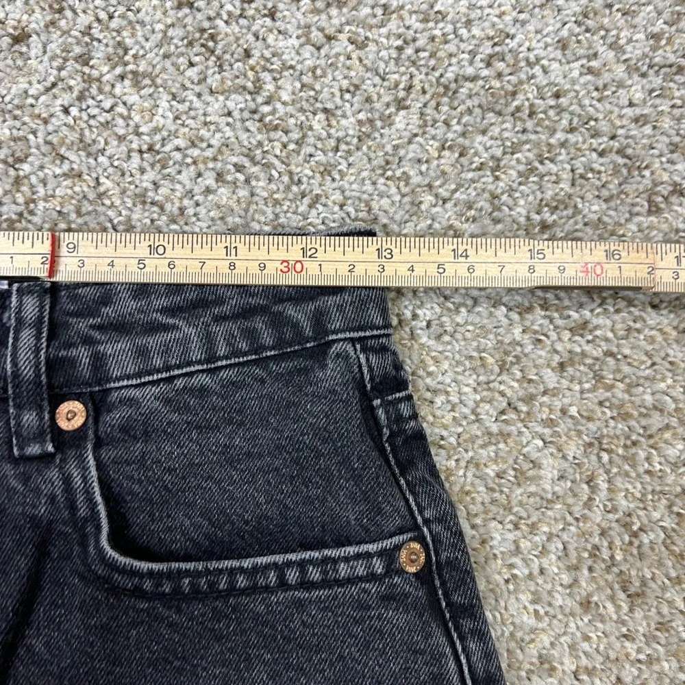 Zara Womens High Waisted Denim Shorts Washed Black Size 2 25W